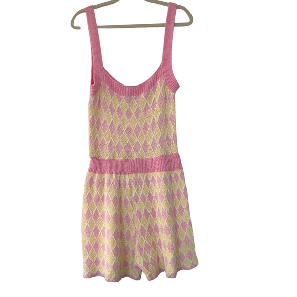 Free People Dream Diamonds Sleep Romper in Pink Combo Size Large - Picture 9 of 13